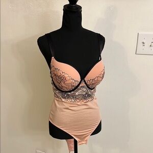 NWT Auden Pink and Black Lace Bra with Structured Cups